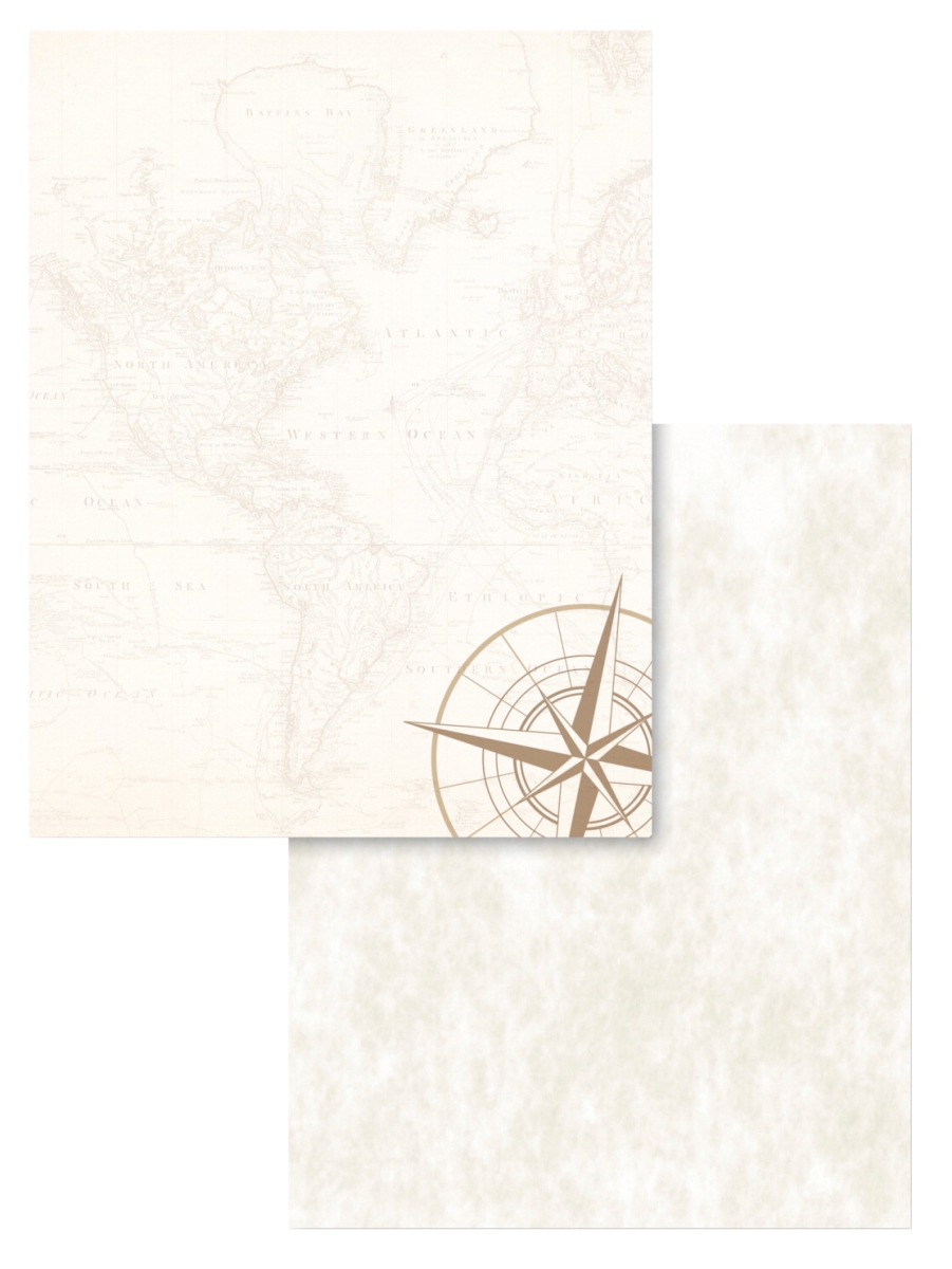 Astrodesigns 2-sided Preprinted Stationery, 8.5 X 11 In. - Parchment Map, 100 Sheets