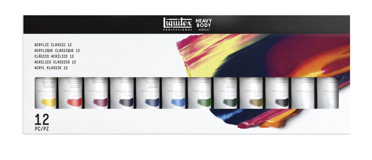 1590306 Liquitex Professional Heavy Body Acrylic Paint Set, Assorted Classic Colors, Set Of 12