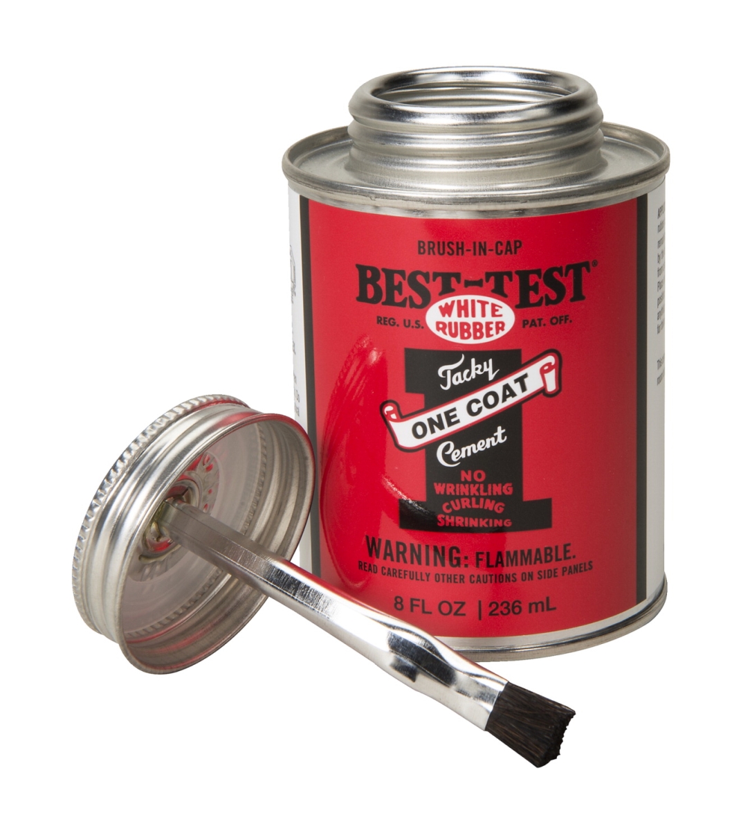 Best Test 1589722 Brush In Cap One Coat Rubber Cement, 8 Oz