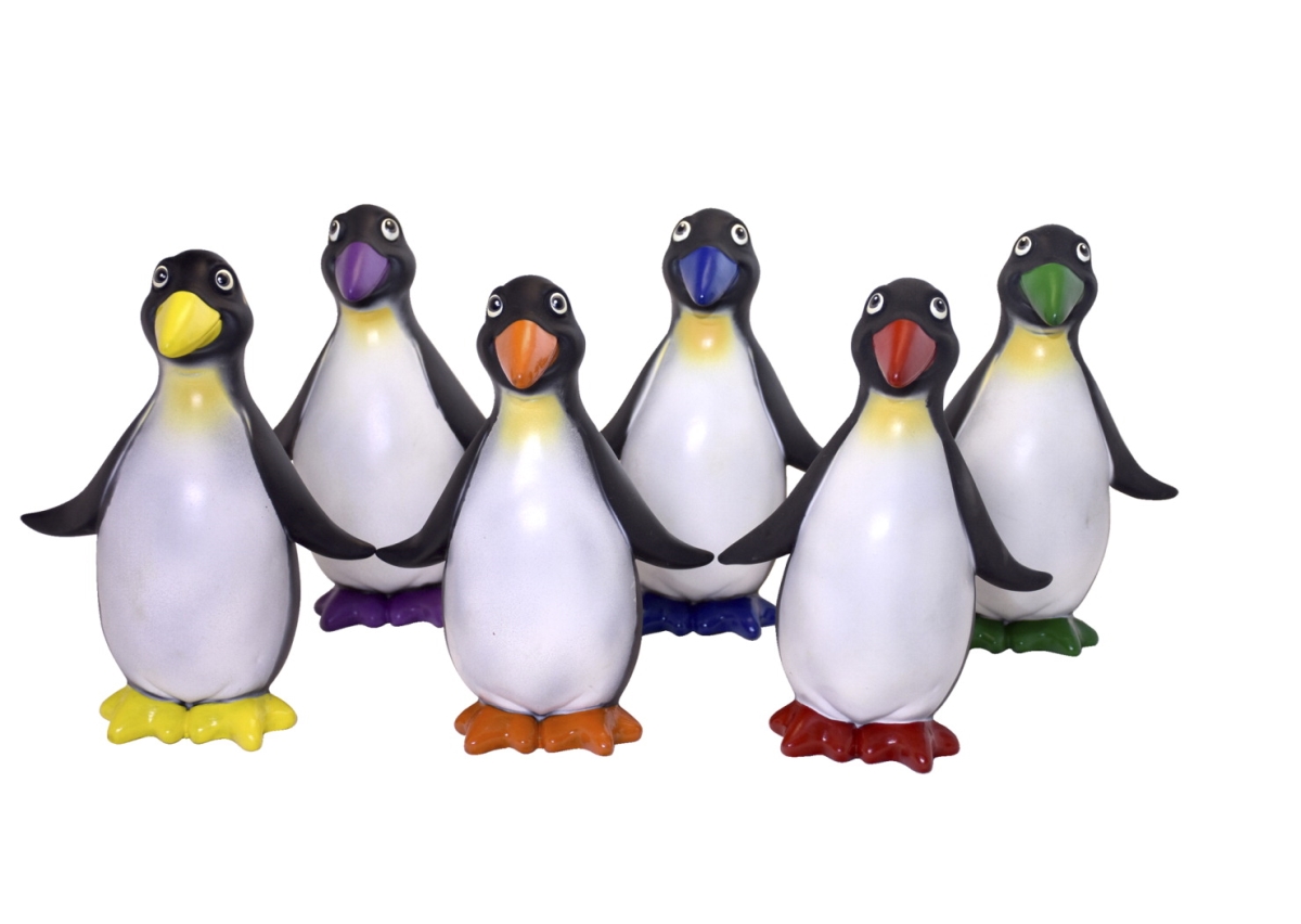 1603647 Sportime Rubberlike Penguins, Assorted Colors - Set Of 6