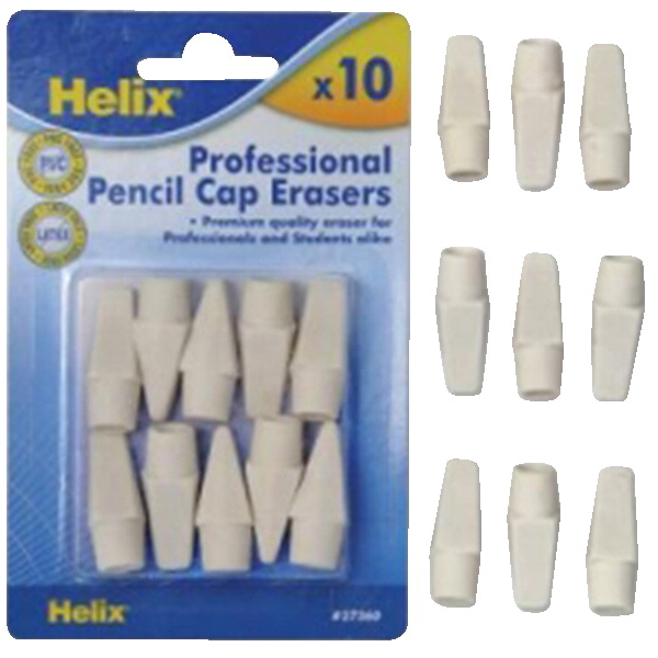 1581158 Professional Pencil Cap Erasers X10, White