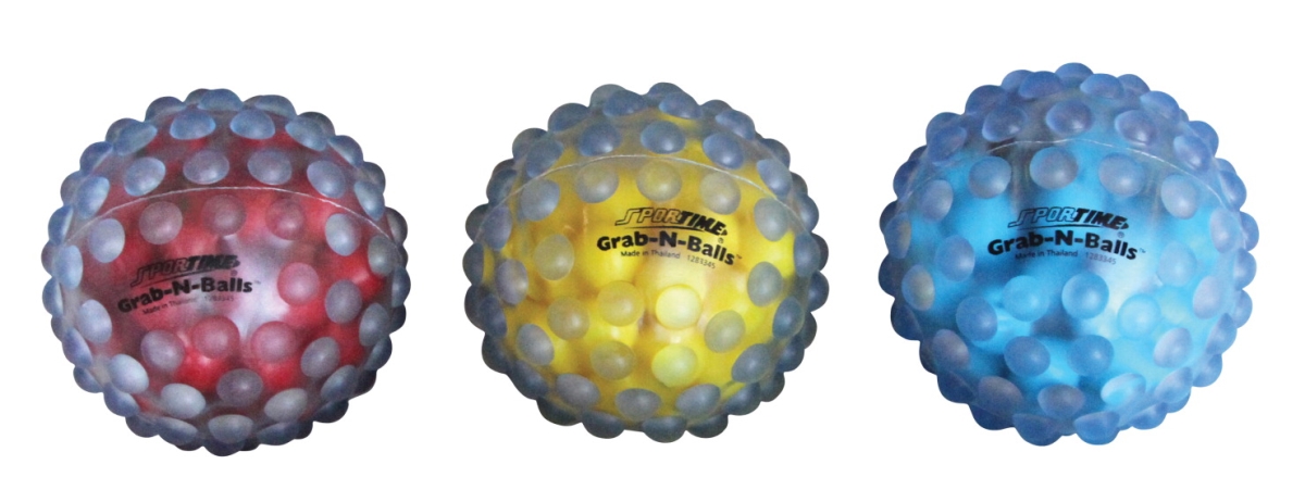 1283345 Sportime 4 In. Grab-n-balls, Set Of 3, Assorted Primary Colors