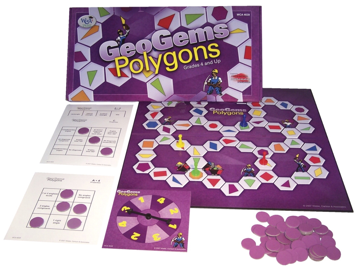 1290662 Wca Geogems Polygons Game, 2 - 4 Player, Grade 3 - 6