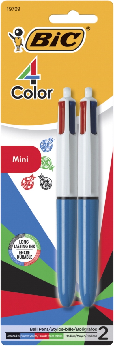 2005862 1 Mm 4-color Mini Ball Pens, Assorted Color - Pack Of 2