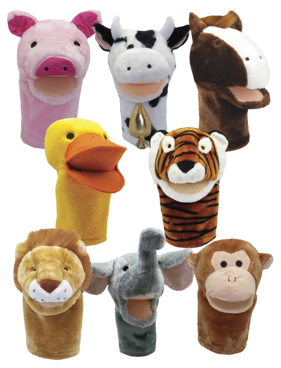 2004188 Moveable Mouth Zoo & Farm Animal Puppets - Set Of 8