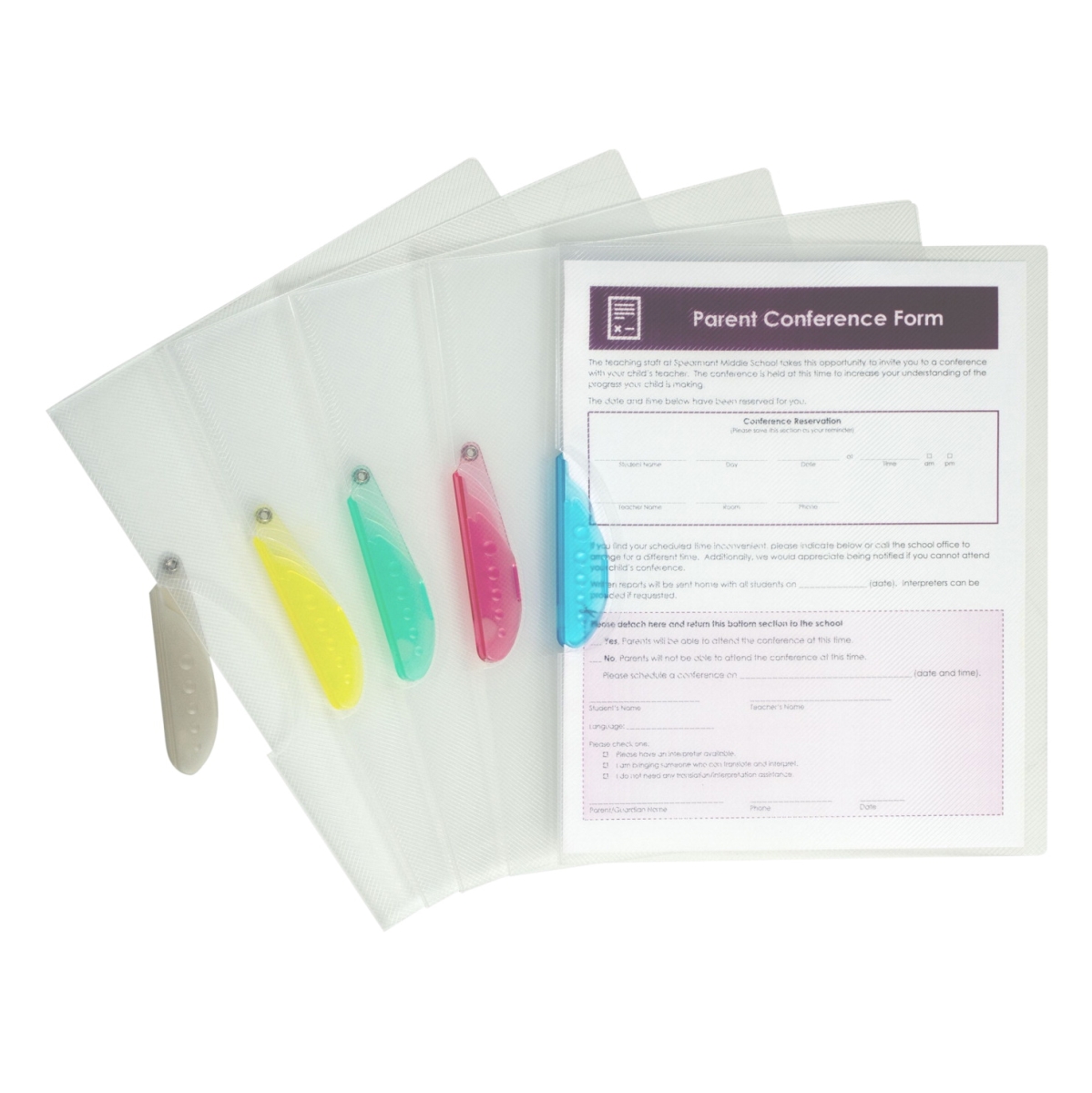 C-line 1597293 Clear Report Cover With Assorted Colored Swing Clip - Set Of 24