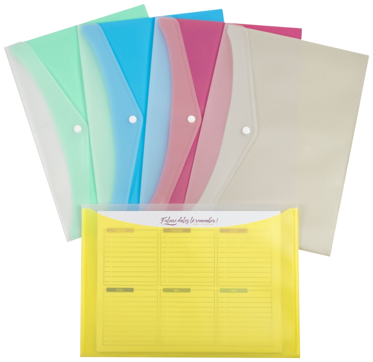 C-line 2006666 Snap N Go Reusable Envelopes, Assorted Color - Set Of 24