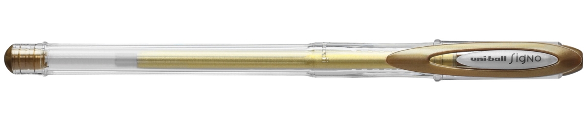 2006154 0.7 Mm Signo Metallic Gel Stick Pens, Gold - Pack Of 12