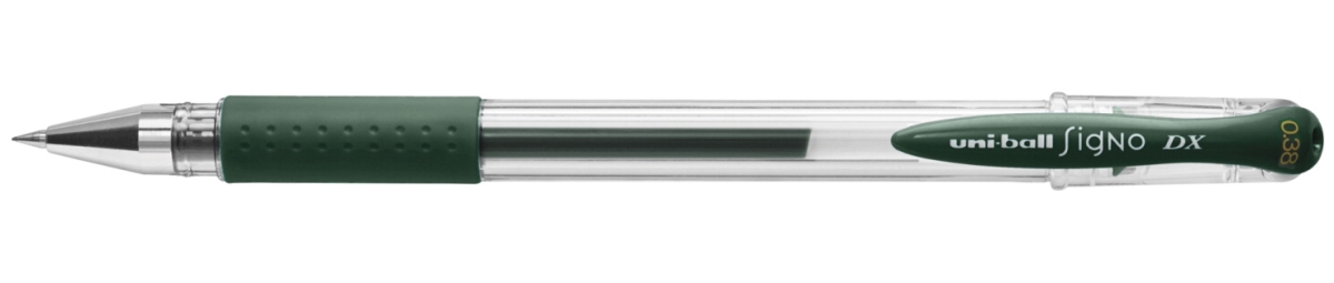 2006164 0.38 Mm Signo Gel Stick Pens, Green & Black - Pack Of 12