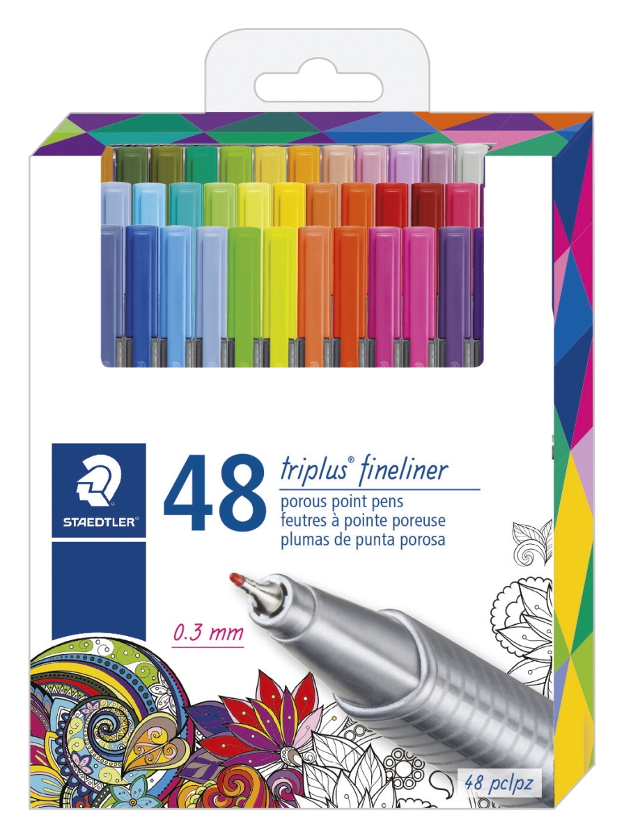 Staedtler 2004260 0.3 Mm Triplus Fineliner Marker Pens, Assorted Color - Set Of 48