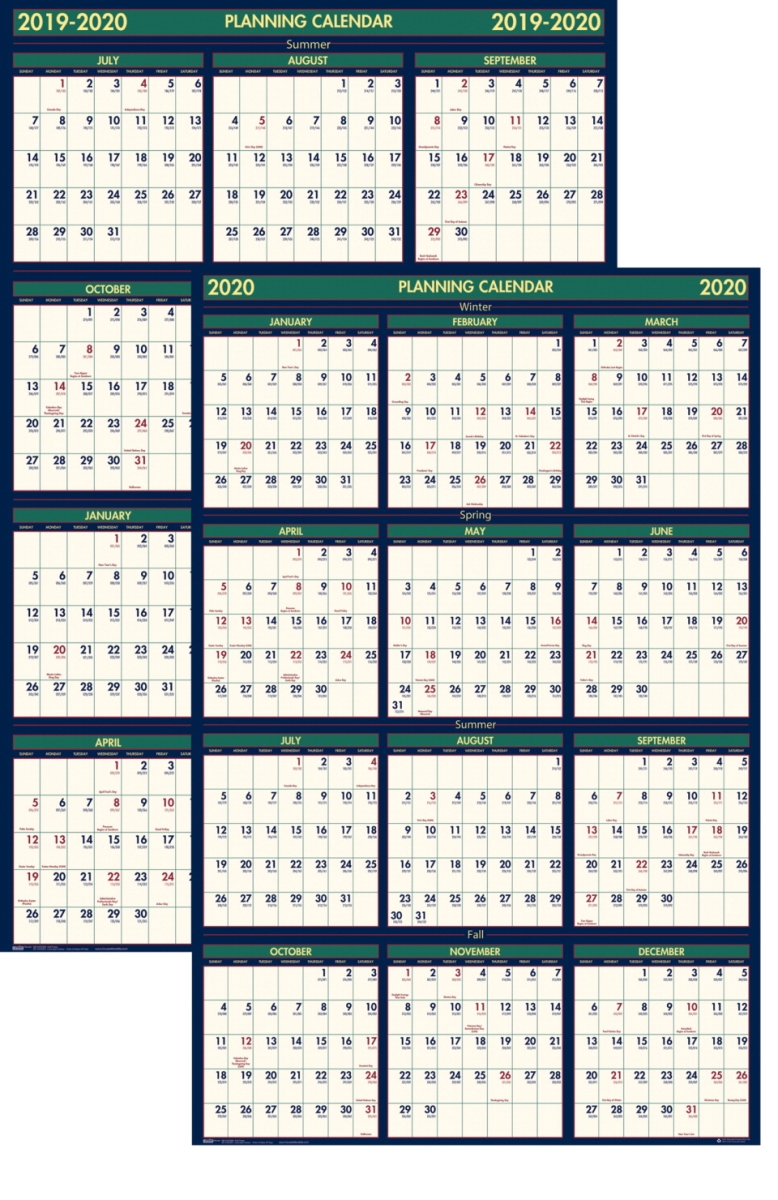 2002655 24 X 37 In. Laminated Wall Planner - July 2019 To Dec 2020