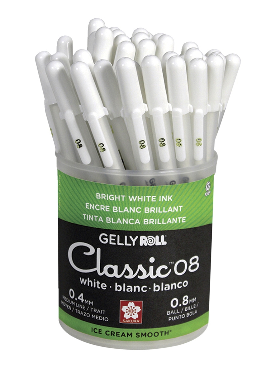 2004930 0.8 Mm Medium Tip Gelly Roll Classic Gel Pens, White - Pack Of 36