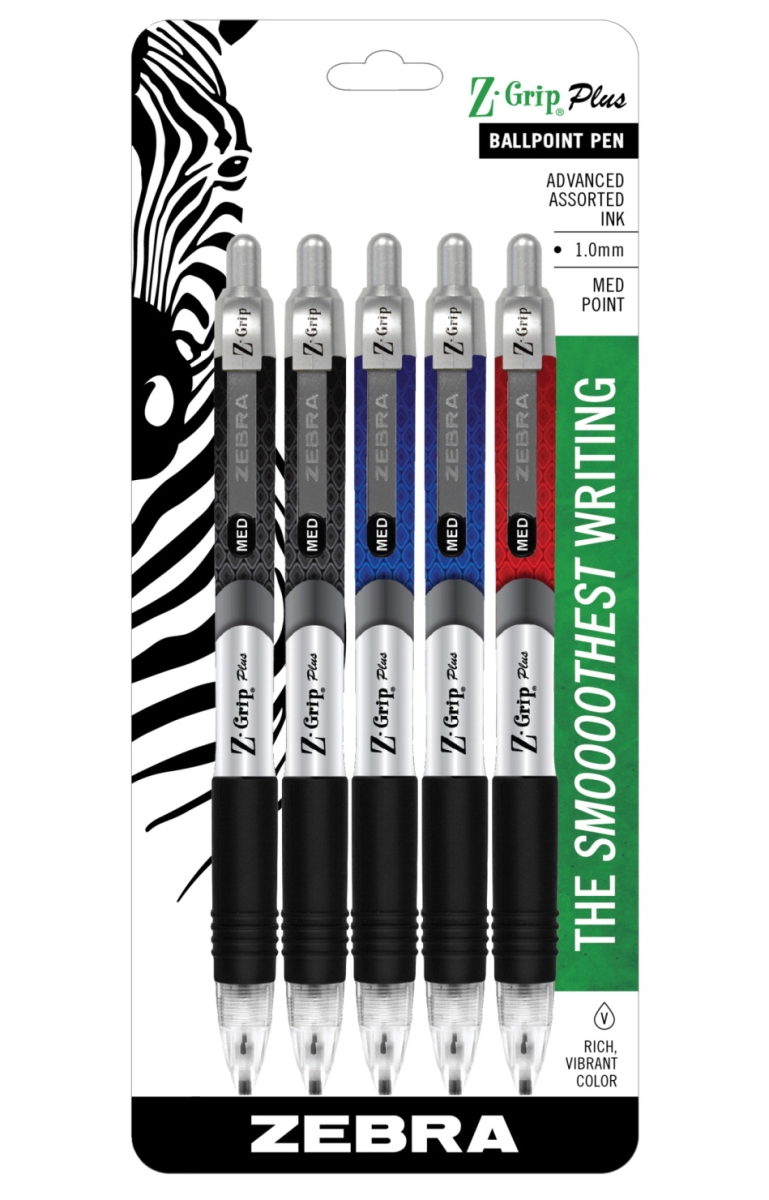 1545156 1 Mm Z-grip Plus Rt Ballpoint Pen, Assorted Color - Pack Of 5