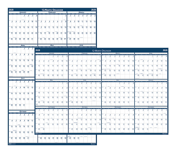 2002810 24 X 37 In. Two Sided Laminated Calendar - January To December 2020