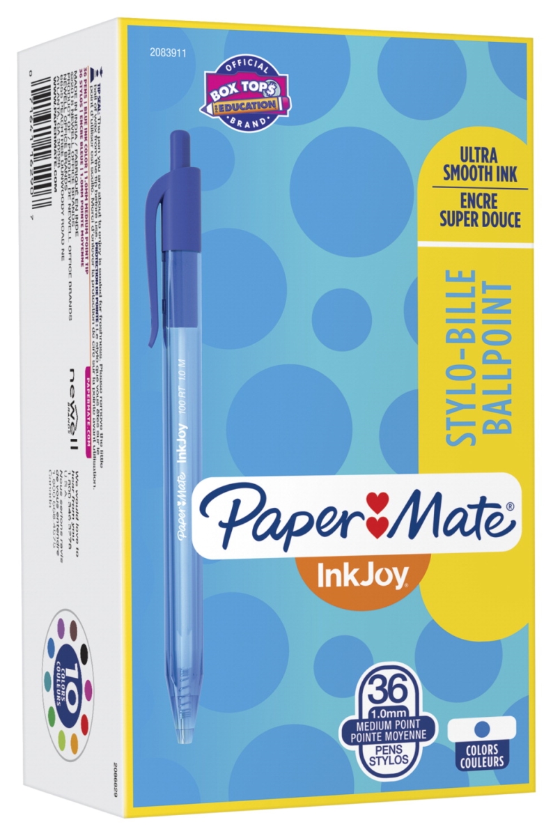 2013718 Inkjoy 100rt Retractable Medium Point Ballpoint Pen, Blue - Pack Of 36