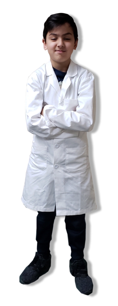 2015052 Kids Lab Coat, White - Size 7