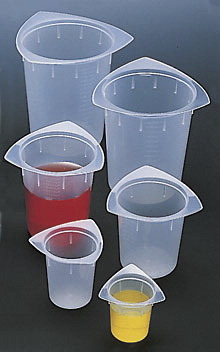 020-1871 Economy Tri-corner Plastic Beakers - Assorted Size - Set Of 6