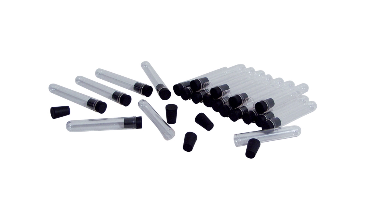 200-4387 17 X 100 Mm Plastic Tubes With Stoppers - Pack Of 24