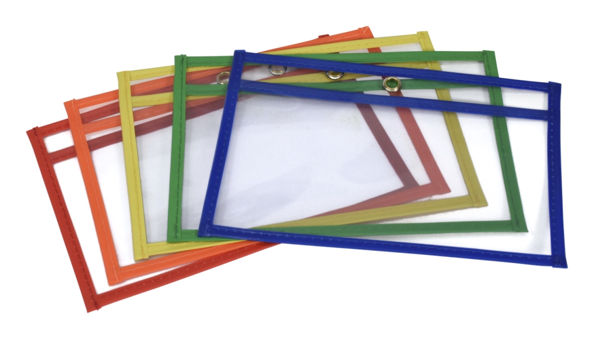 2007033 6 X 9 In. Reusable Dry Erase Pockets, Assorted Color - Set Of 25