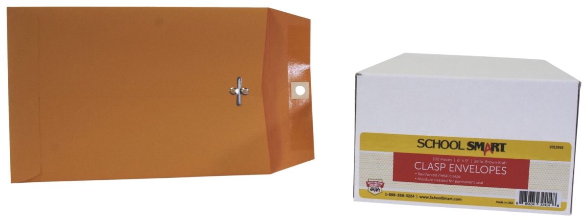2013916 6 X 9 In. Kraft Envelope With Clasp, Kraft Brown - Pack Of 100
