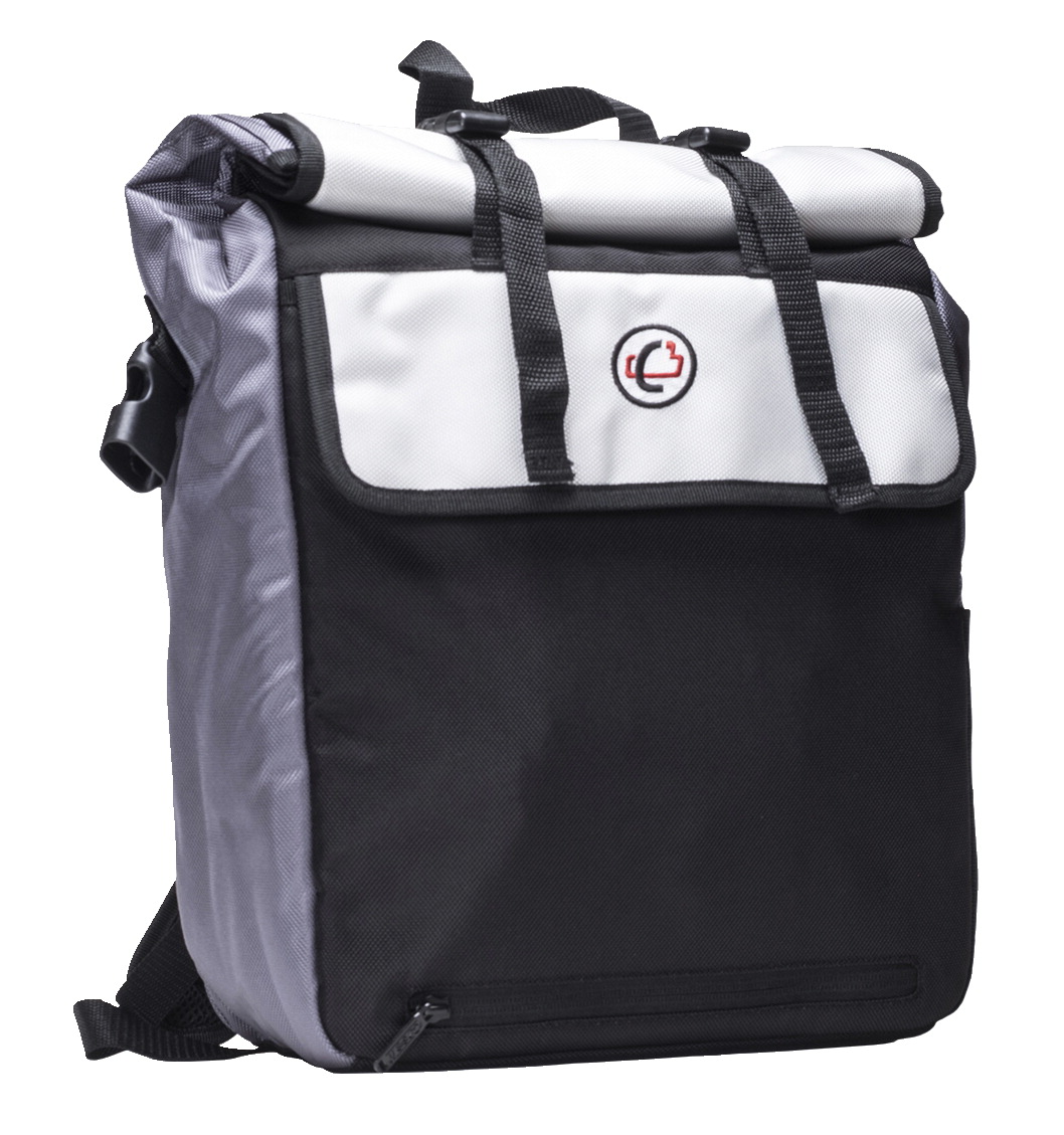 2004441 6 X 12.4 X 16.25 In. Roll Top Backpack, Black With White Trim