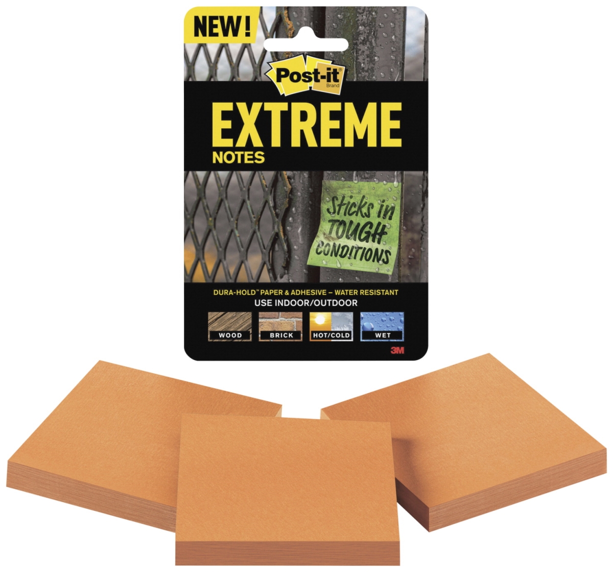 1612774 3 X 3 In. Extreme Notes, Orange - Pack Of 3 Pads - 45 Sheets