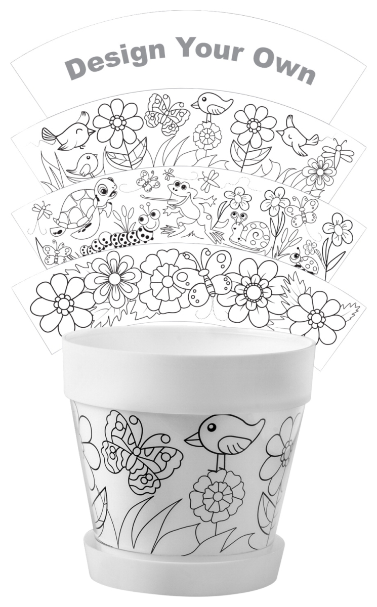 2020705 Four Inserts Design Your Own Flower Pot, White