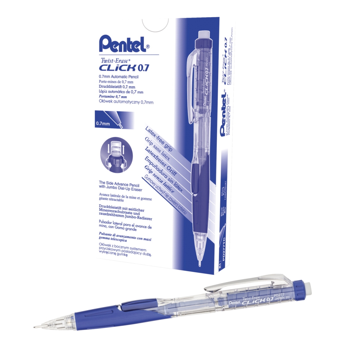 2003555 0.7 Mm Twist-erase Click Mechanical Pencil, Blue Grip - Pack Of 12