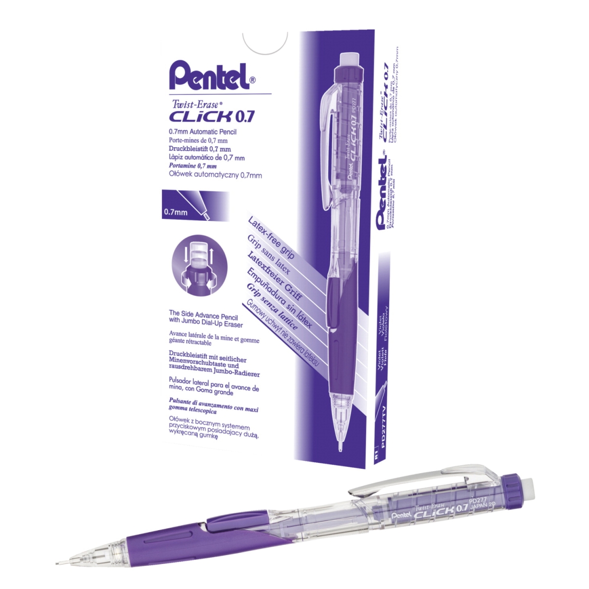 2003563 0.7 Mm Twist-erase Click Mechanical Pencil, Violet Grip - Pack Of 12