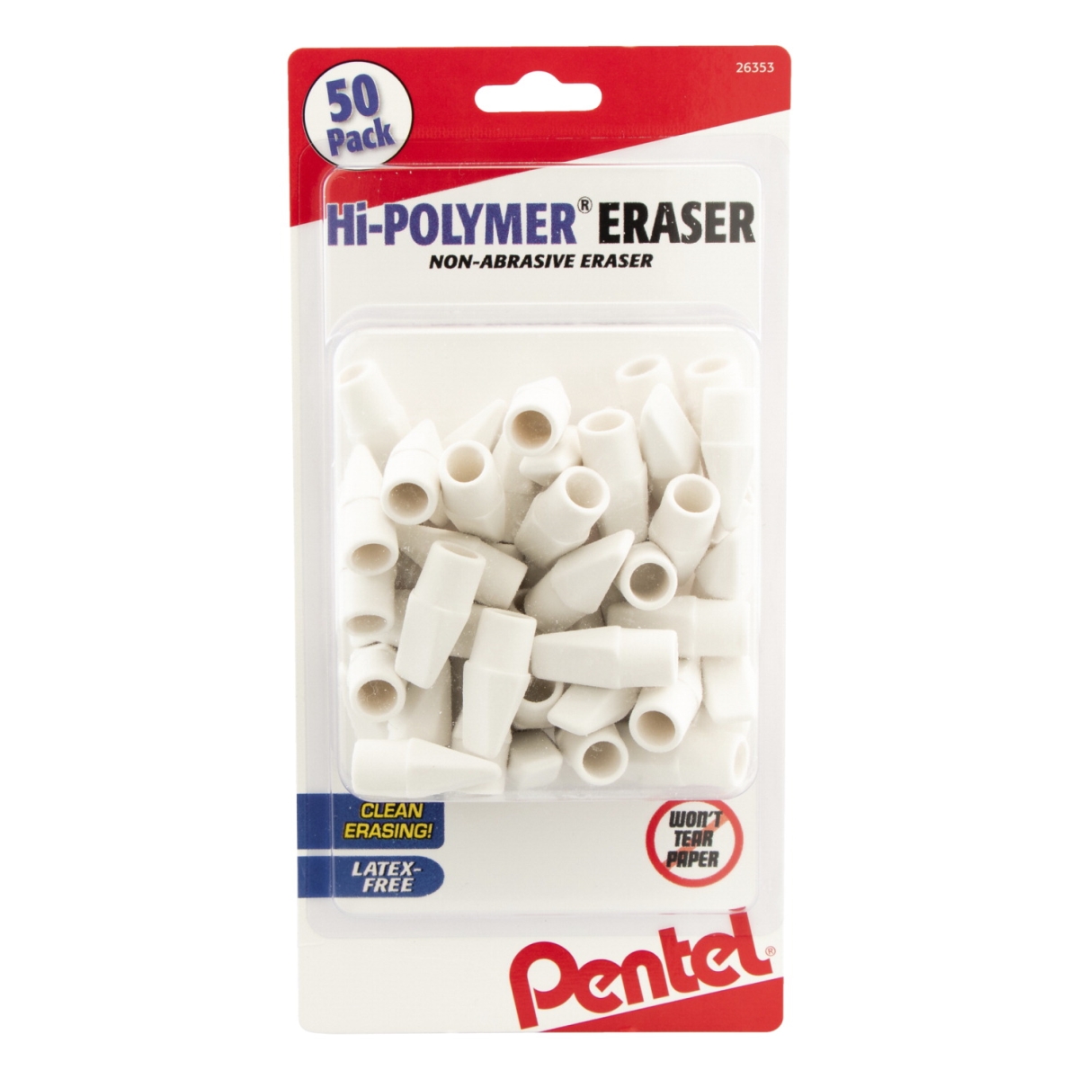 2003560 Hi-polymer Cap Eraser, White - Pack Of 50