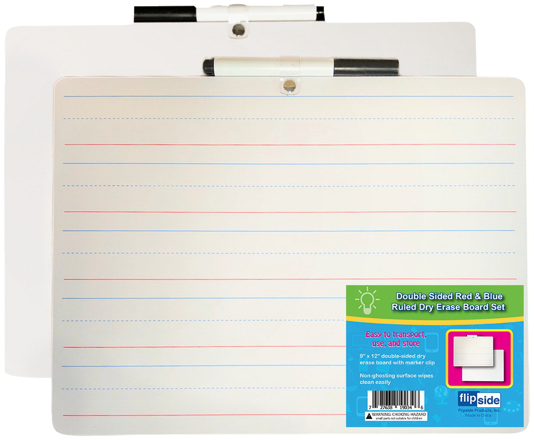 2010561 9 X 12 In. Two-sided Dry Erase Board With Pen, White & Lined