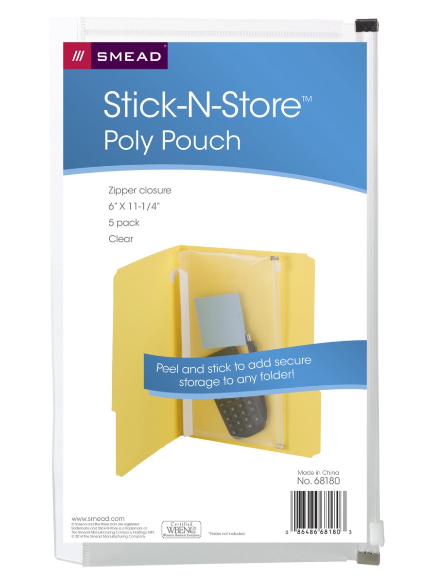 1535958 Stick-n-store Poly Pouch, Clear - Pack Of 5