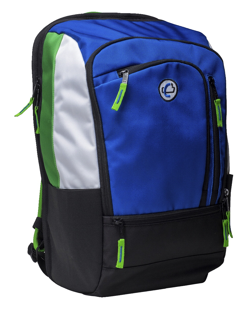 2004442 5.25 X 13 X 19.75 In. Zip Pack Backpack, Blue With Green Trim