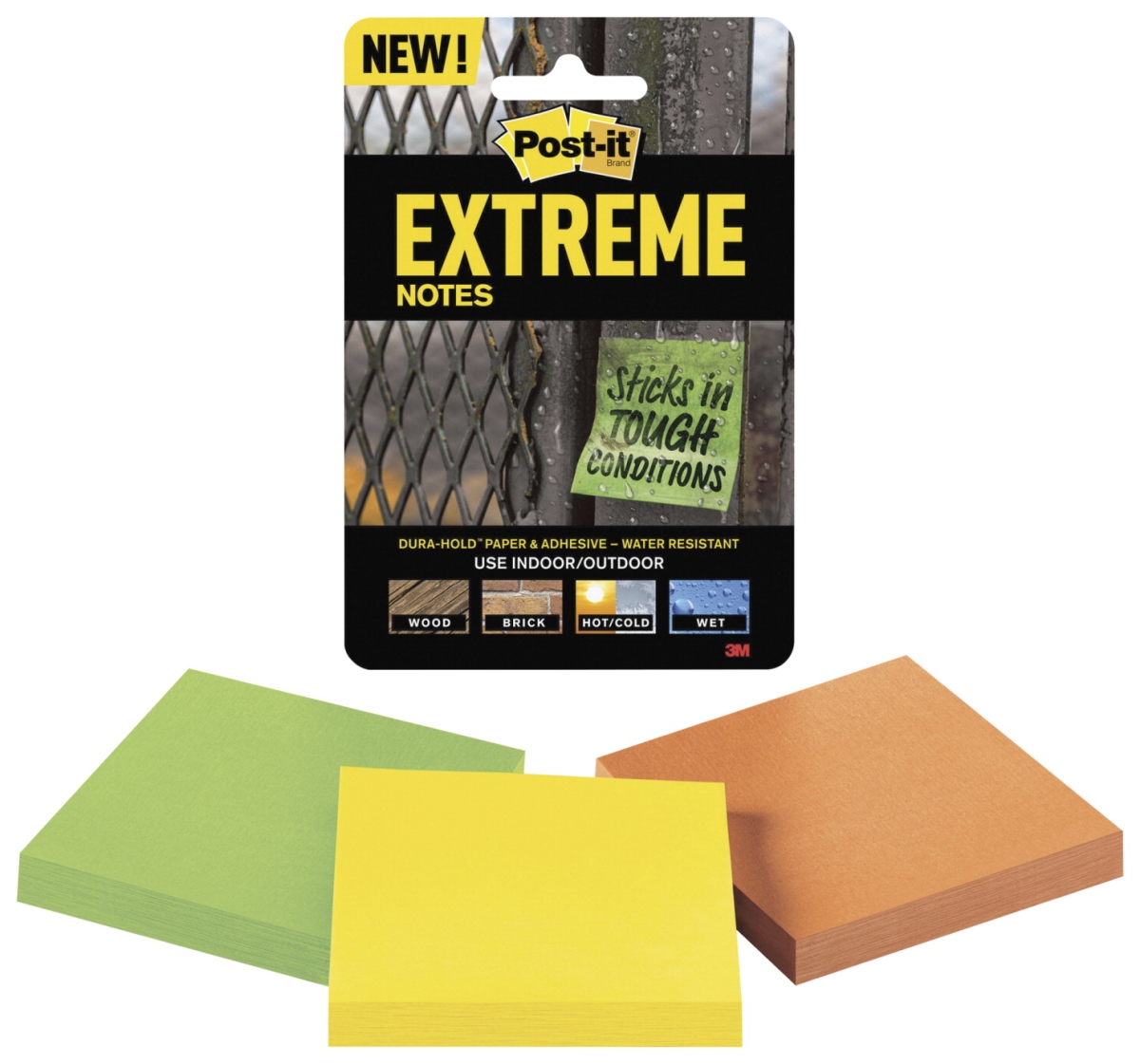 1612775 3 X 3 In. Extreme Notes, Assorted Color - Pack Of 3 Pads - 45 Sheets