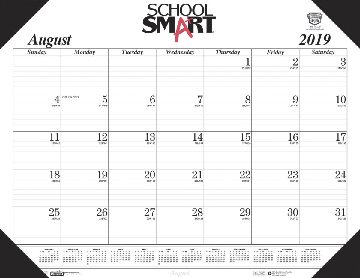 2002621 17-month Desk Pad Calendar - August 2019 To December 2020