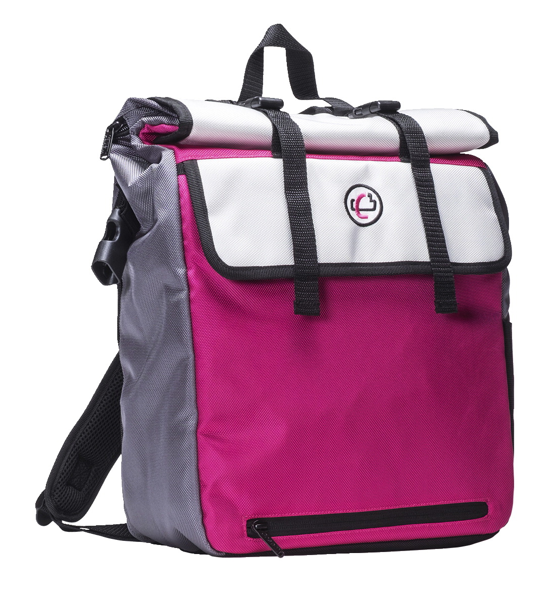 2004443 6 X 12.4 X 16.25 In. Rolltop Backpack, Pink With White Trim