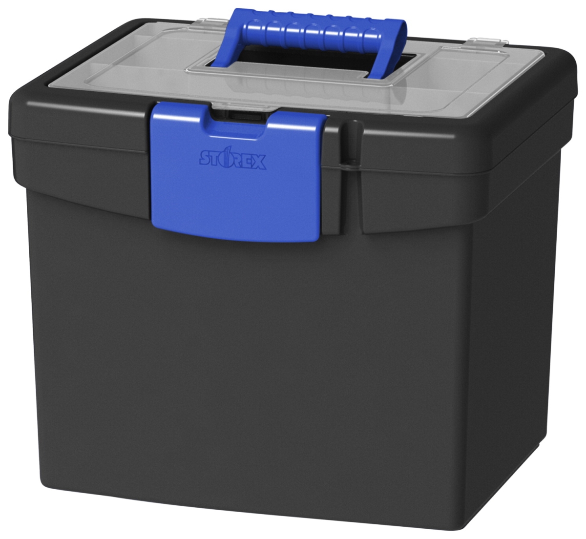 2021329 File Storage Box With Xl Storage Lid, Black & Cobalt Blue