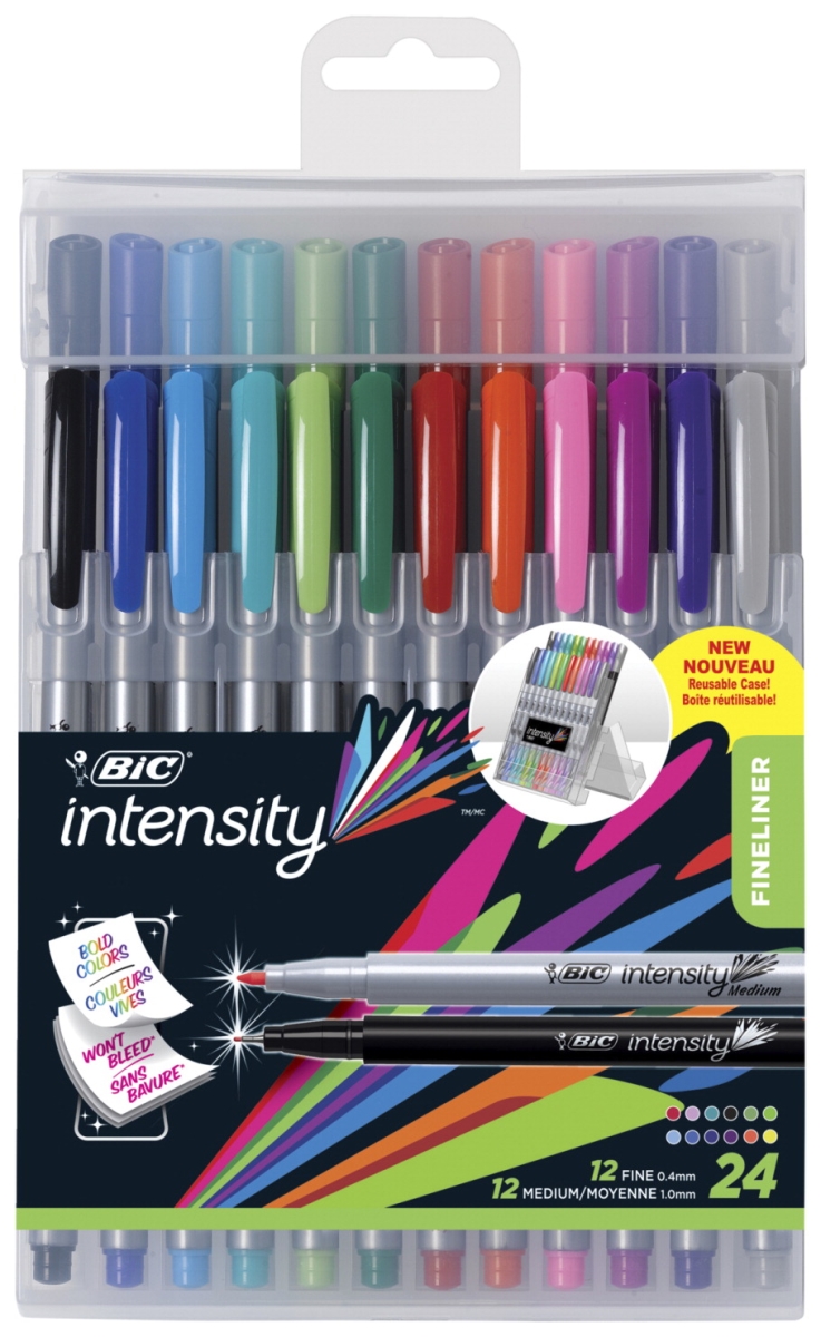 2021267 Intensity Fineliner Marker Pens With Fine & Medium Point, Assorted Color - Set Of 24