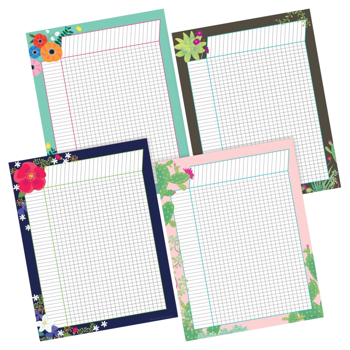 2024205 Incentive Charts With Petals & Prickles - Set Of 4