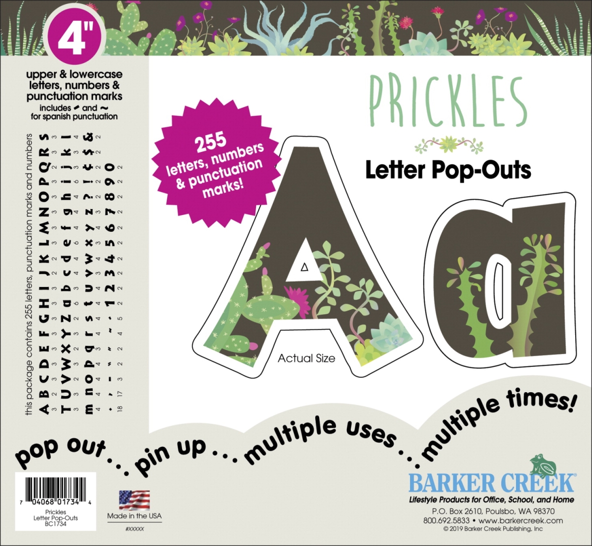 2020911 4 In. Prickles Letter Pop Outs - Set Of 255