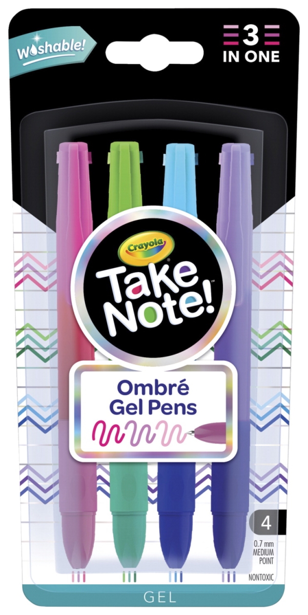 Crayola 2020843 Take Note Washable Ombre Gel Pens, Assorted Color - Set Of 4