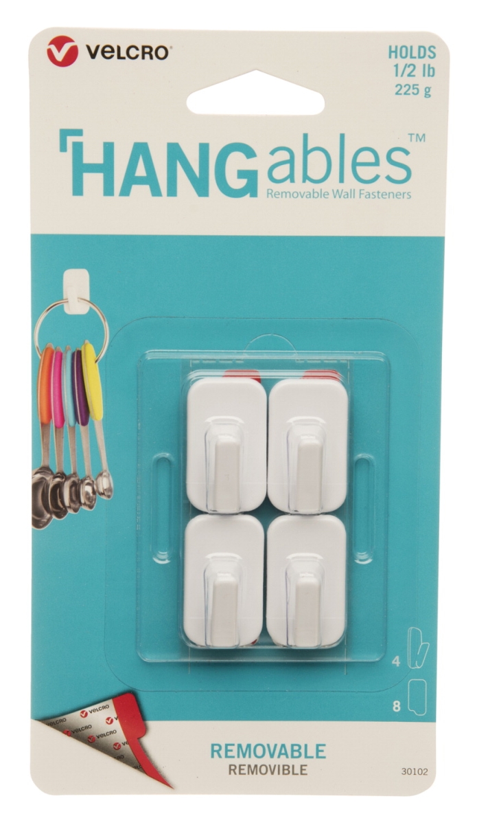 Cloth Hook And Eye Brand 2006002 Hangables Removable Micro Hooks, White - 0.5 Lbs - Pack Of 4