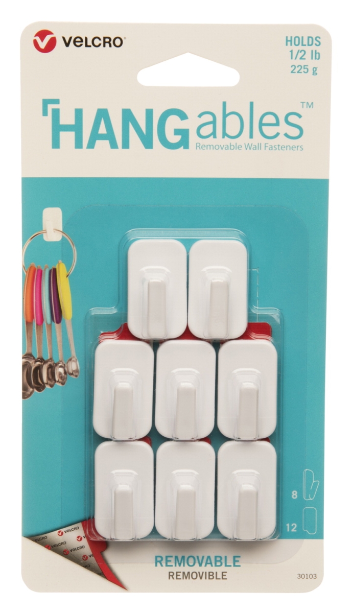 Cloth Hook And Eye Brand 2006004 Hangables Removable Micro Hooks, White - 0.5 Lbs - Pack Of 8