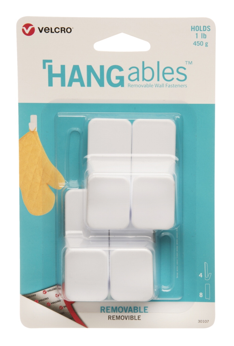 Cloth Hook And Eye Brand 2006006 Hangables Removable Adhesive Hooks, White - Pack Of 4