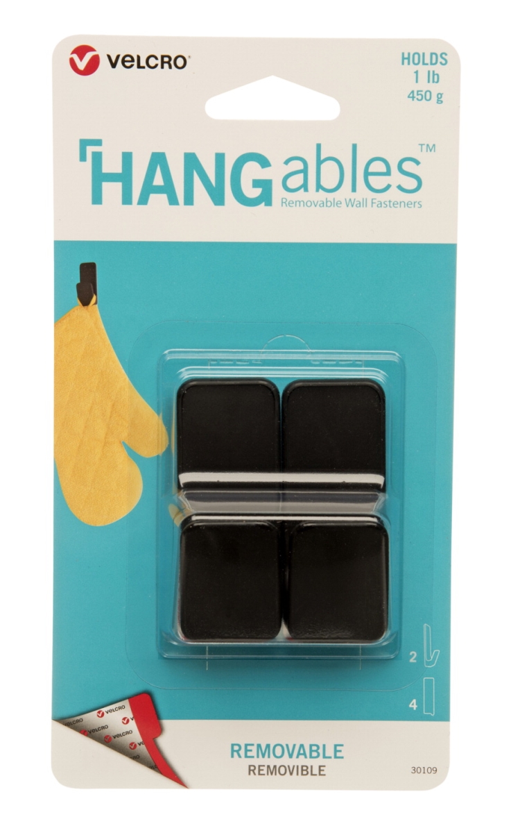 Cloth Hook And Eye Brand 2006007 Hangables Removable Adhesive Hooks, Black - Pack Of 2