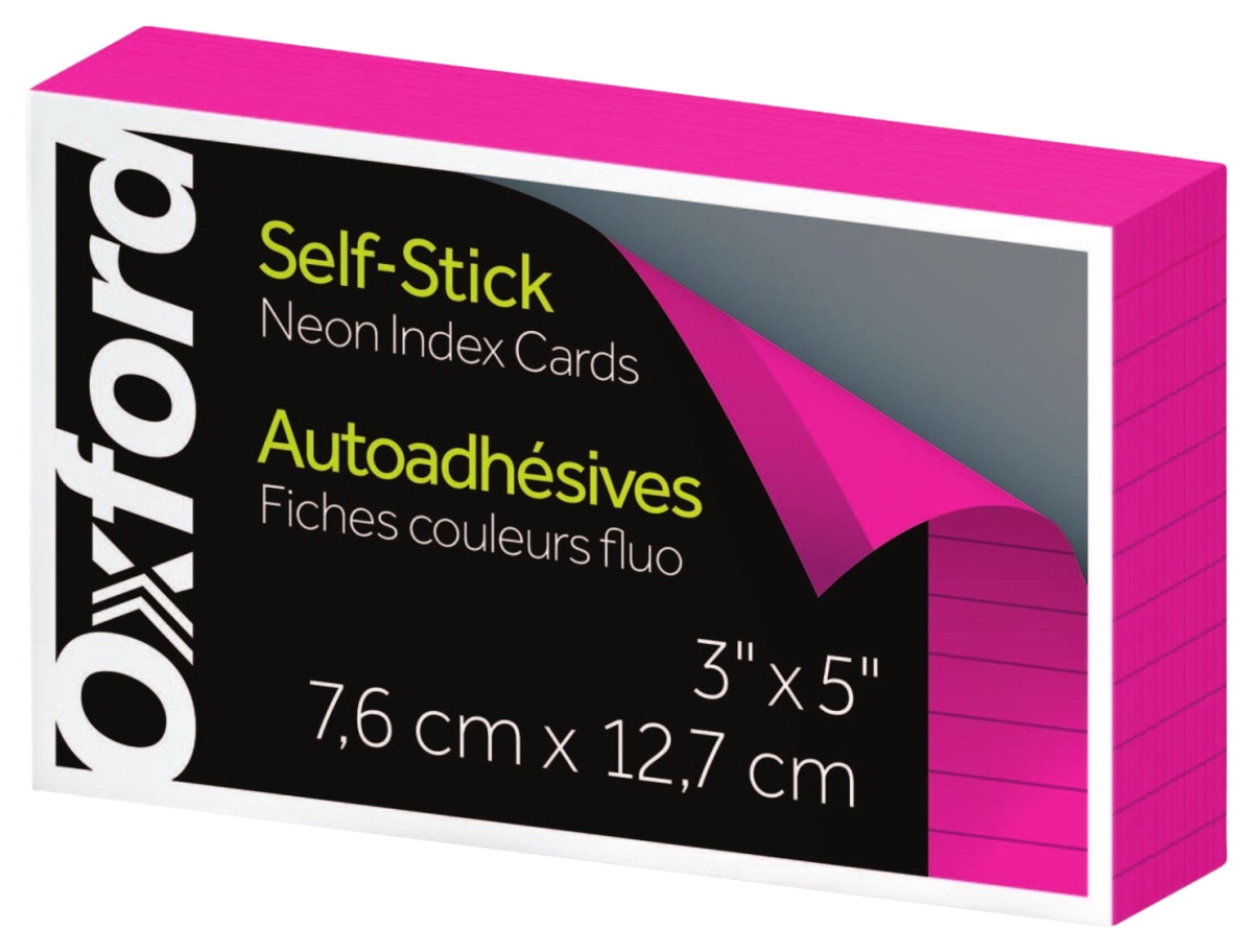 2021582 3 X 5 In. Self-stick Index Ruled Cards, Neon Pink - Pack Of 100