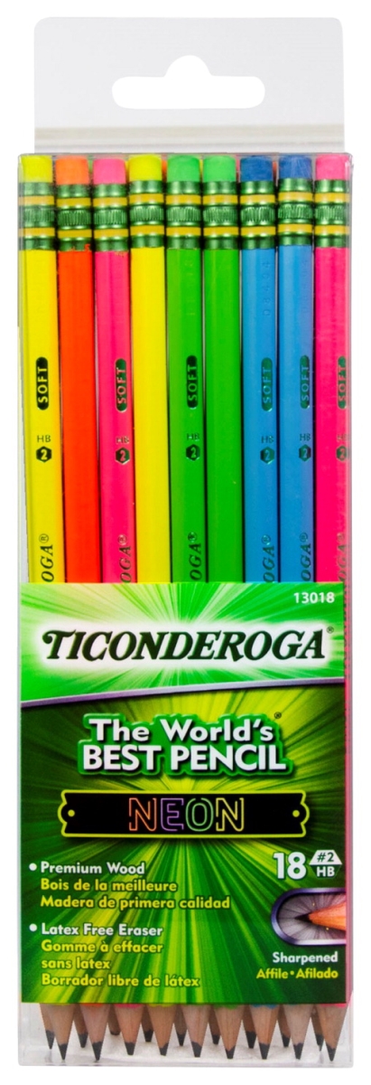 2020718 Presharpened Number 2 Pencils, Assorted Neon - Set Of 18