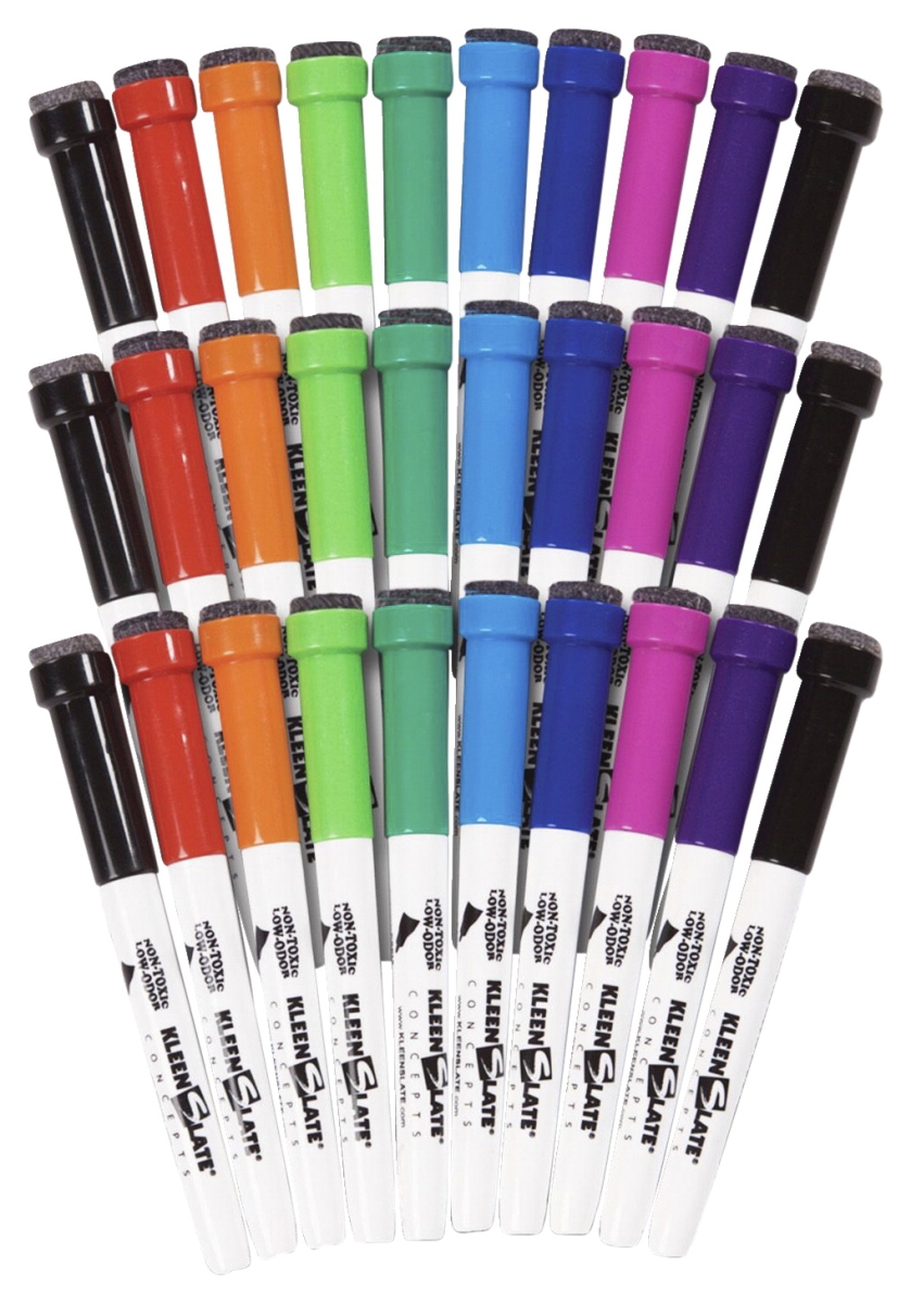 2020727 Dry Erase Markers With Eraser Caps, Assorted Color - Set Of 30