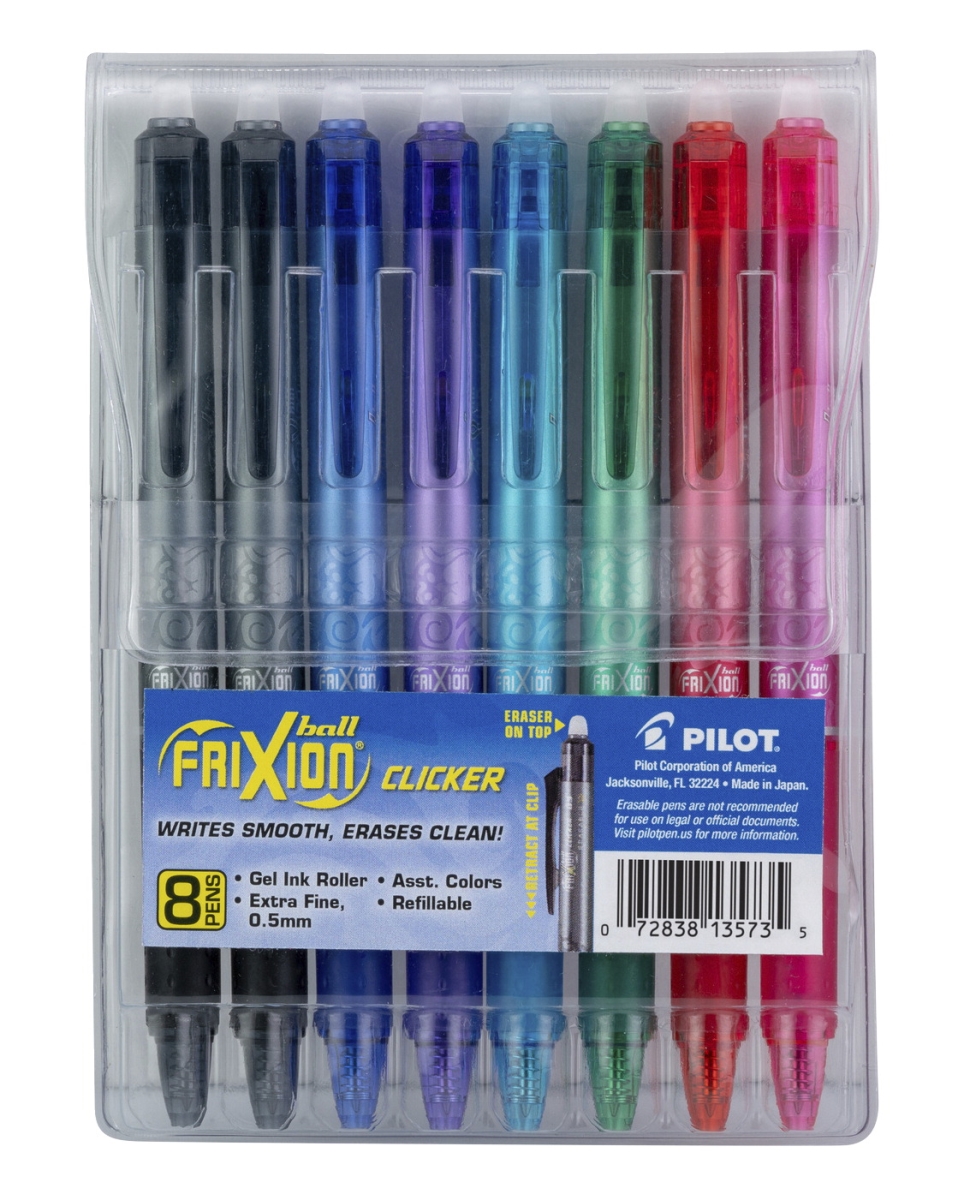 2024409 0.5 Mm Clicker Erasable Gel Extra Fine Point Ink Pen, Assorted Color - Set Of 8