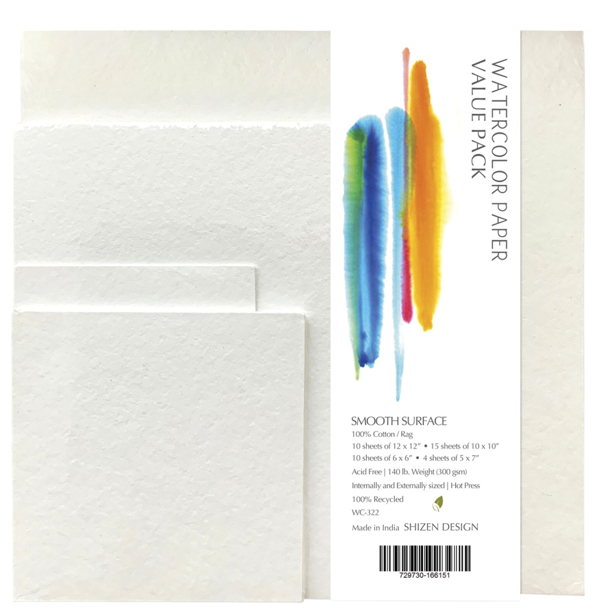 2023489 Watercolor Paper Value Pack With 39 Sheets, White - 140 Lbs